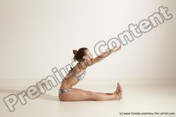 Underwear Gymnastic poses Woman White Moving poses Slim long brown Dynamic poses Academic